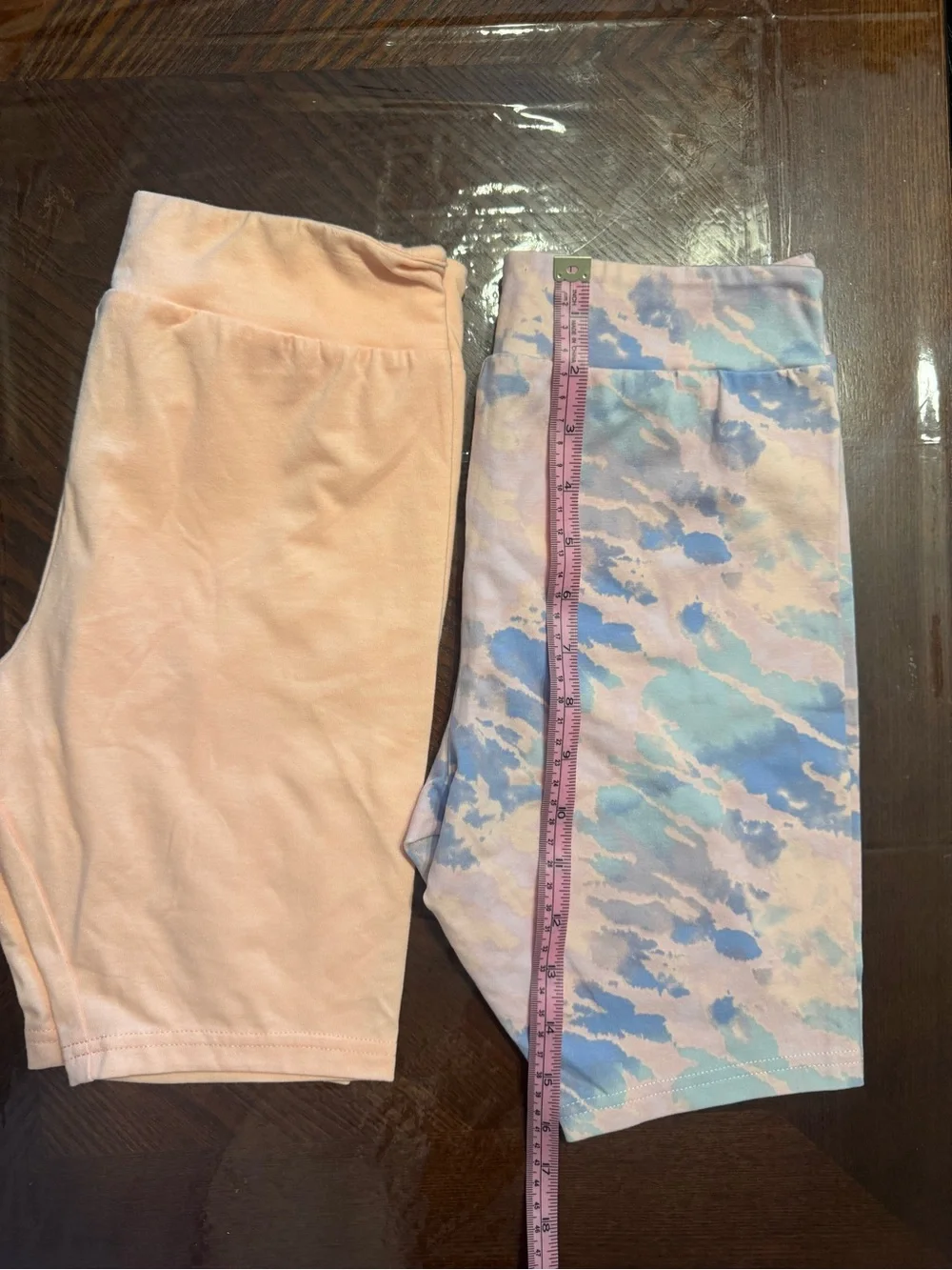 Carter's Peach Solid and Pastel Blue-Pink Tie-Dye Bike Shorts - 2-Pack